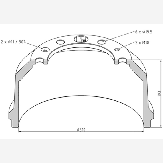 ΤΑΜΠΟΥΡΟ IVECO 310X125/205mm